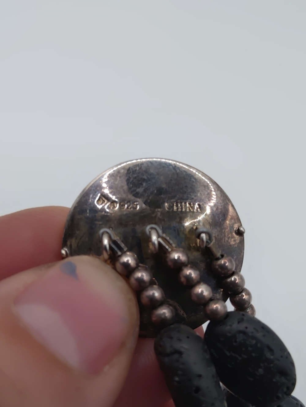 Silpada Hammered Silver Clasp Lava Rock Beaded Bracelet 925 - Picture 6 of 8